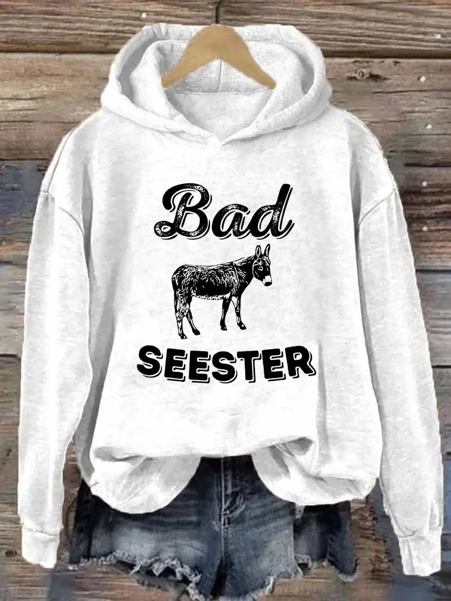 Donkey Bad Ass Seester Hoodie Funny Donkey Hooded Sweatshirt Gifts For Her