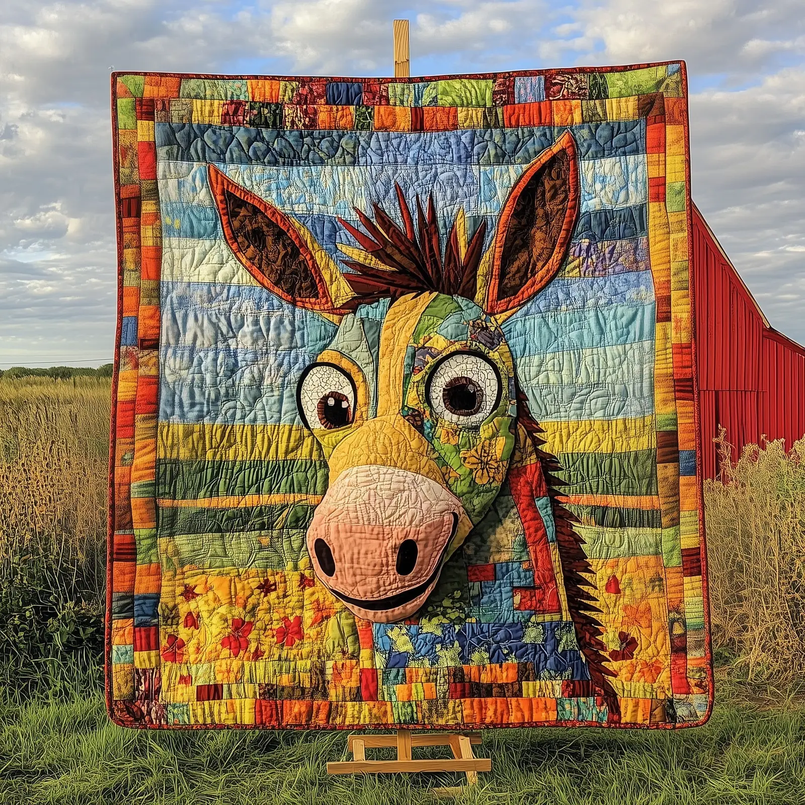 Donkey Snuggles Quilted Blanket Cozy Barnyard Art Throw Donkey Present Ideas