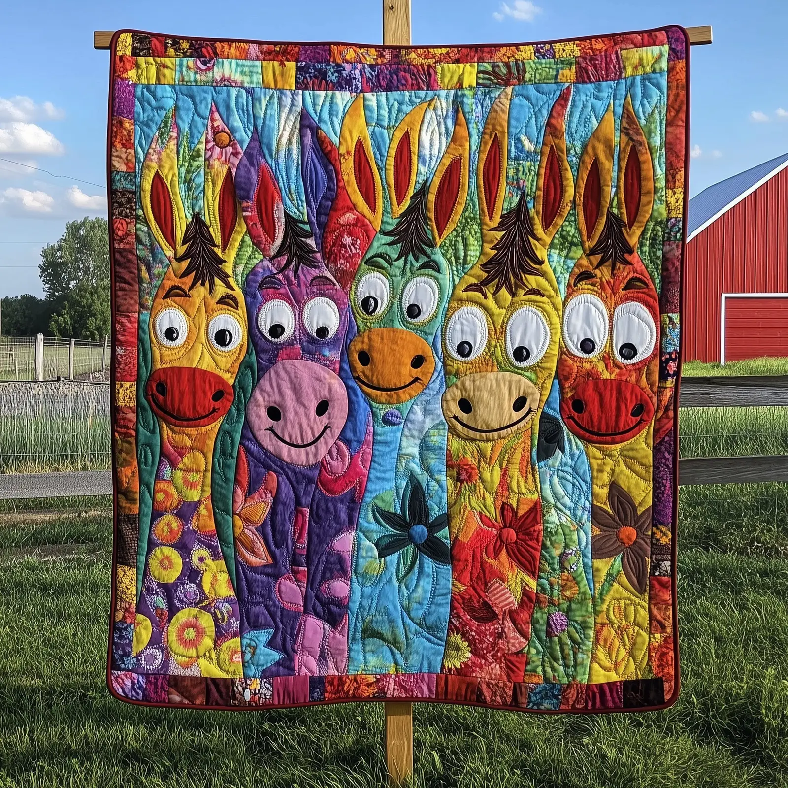 Donkey Snuggles Quilted Blanket Durable And Cozy Throw Donkey Themed Gifts