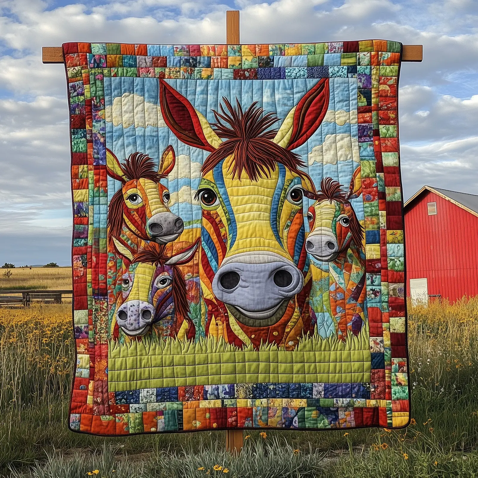 Donkey Snuggles Quilted Blanket Playful Donkey Home Accent Donkey Present Ideas