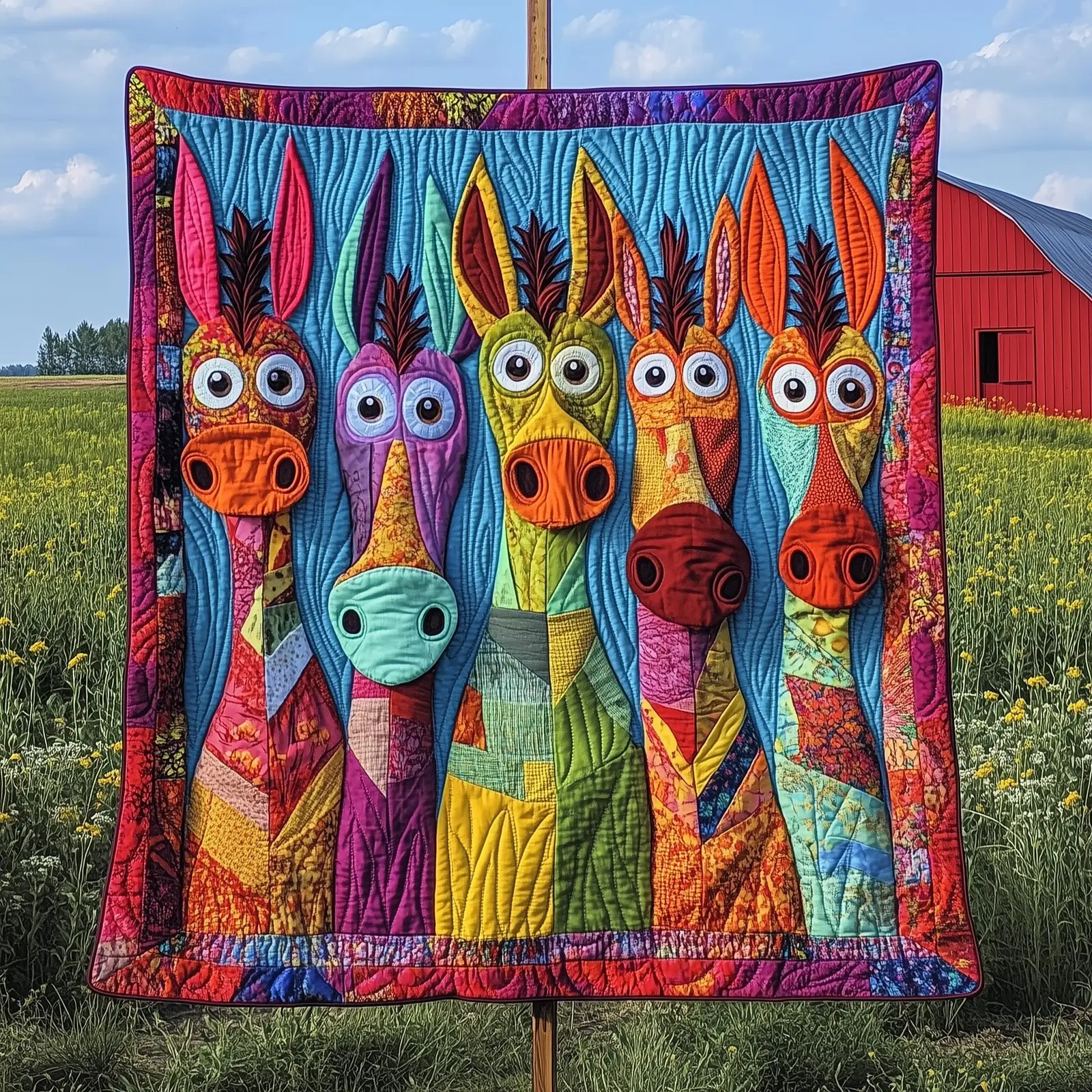 Donkey Snuggles Quilted Blanket Premium Quality Farm Textile Donkey Themed Gifts