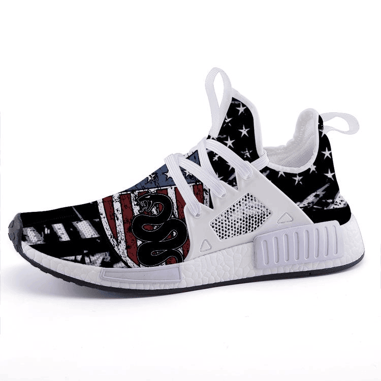 Don't Tread On Me American Flag Shoes Gadsden Flag Snake Sneakers Patriots Merch