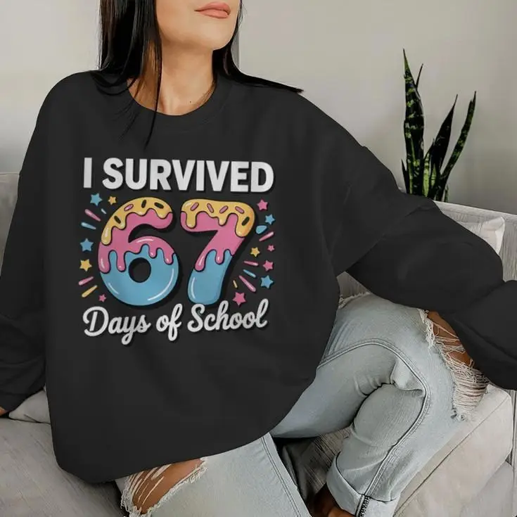Donut I Survived 67 Days Of School Sweatshirt End Of School Year Classroom Clothes Gifts Donut I Survived 67 Days Of School Sweatshirt End Of School Year Classroom Clothes Gifts - Image 1
