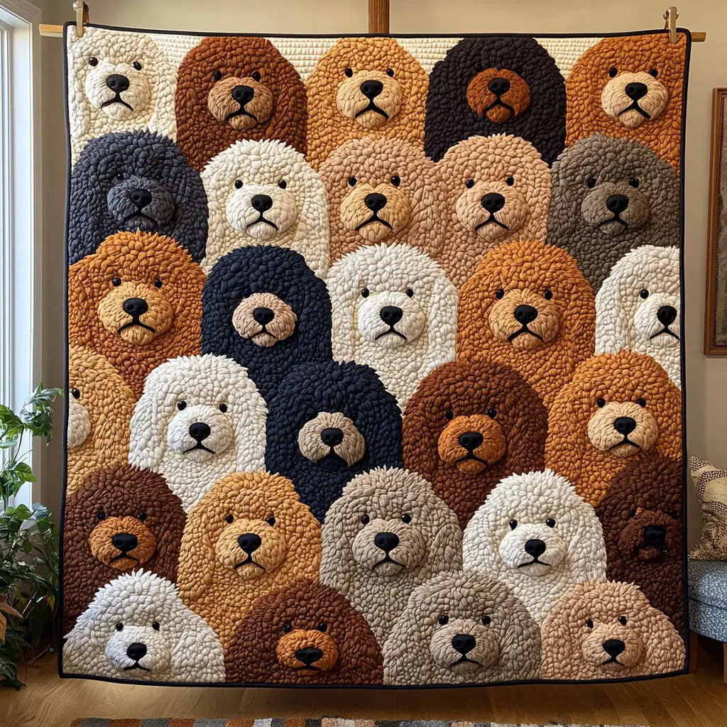 Doodle Dog Quilt Easter Throw Blanket Mother's Day Gifts For Daughter Doodle Dog Quilt Easter Throw Blanket Mother's Day Gifts For Daughter - Image 1