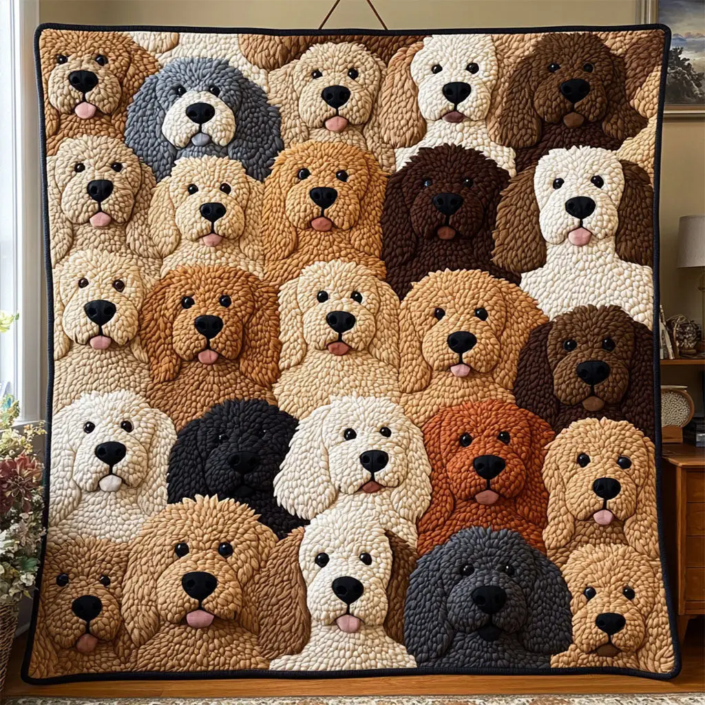 Doodle Dog Quilt Luxury Throw Blankets Unique Gifts For Dog Lovers Doodle Dog Quilt Luxury Throw Blankets Unique Gifts For Dog Lovers - Image 1