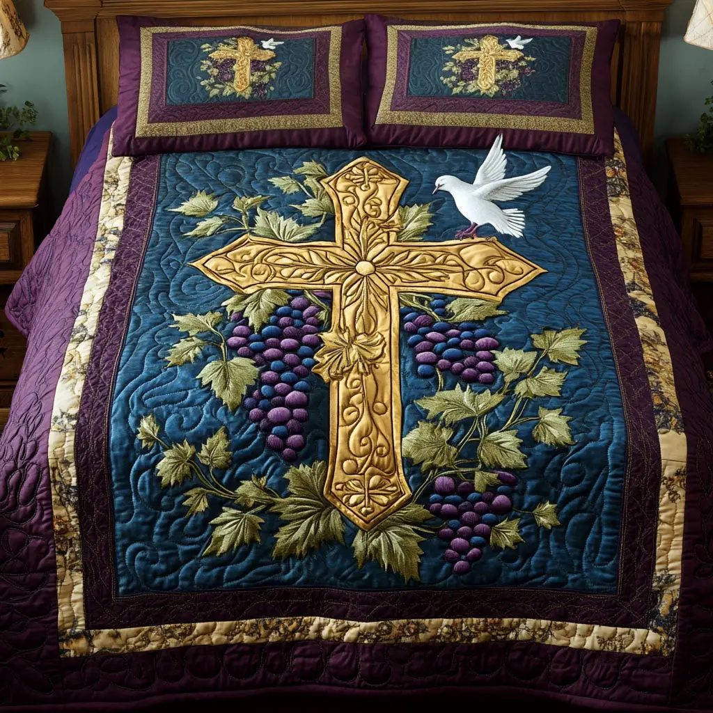 Dove Cross Quilted Bedding Set Trendy Bedding Merch for Modern Homes Dove Cross Quilted Bedding Set Trendy Bedding Merch for Modern Homes - Image 1
