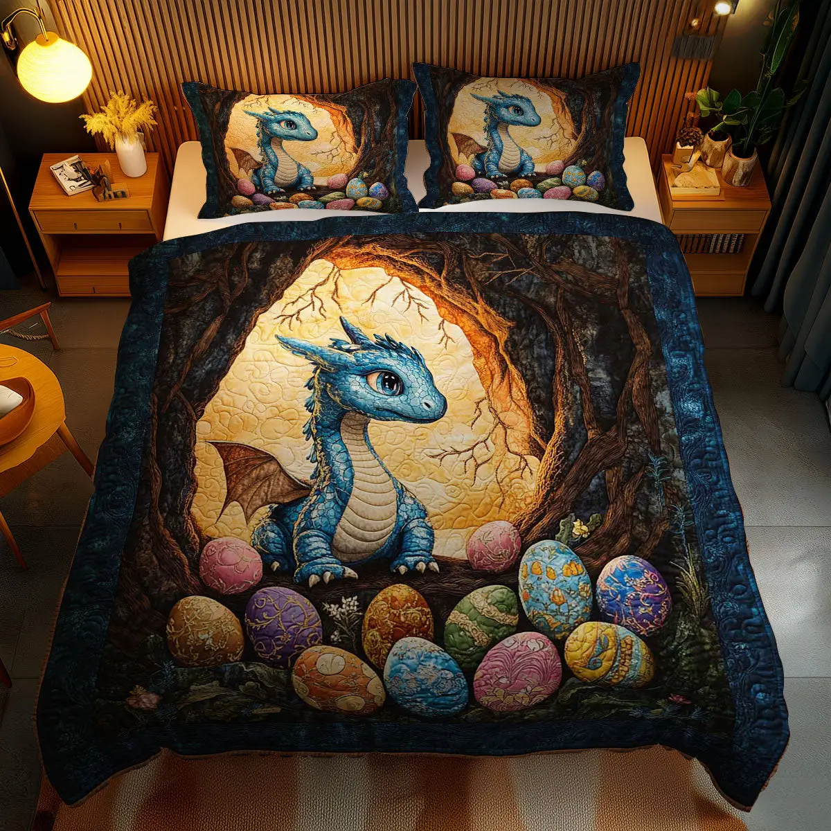 Dragon�S Easter Nest Quilted Bedding Set Autumn Inspired Bedroom Unique Dragon Gifts