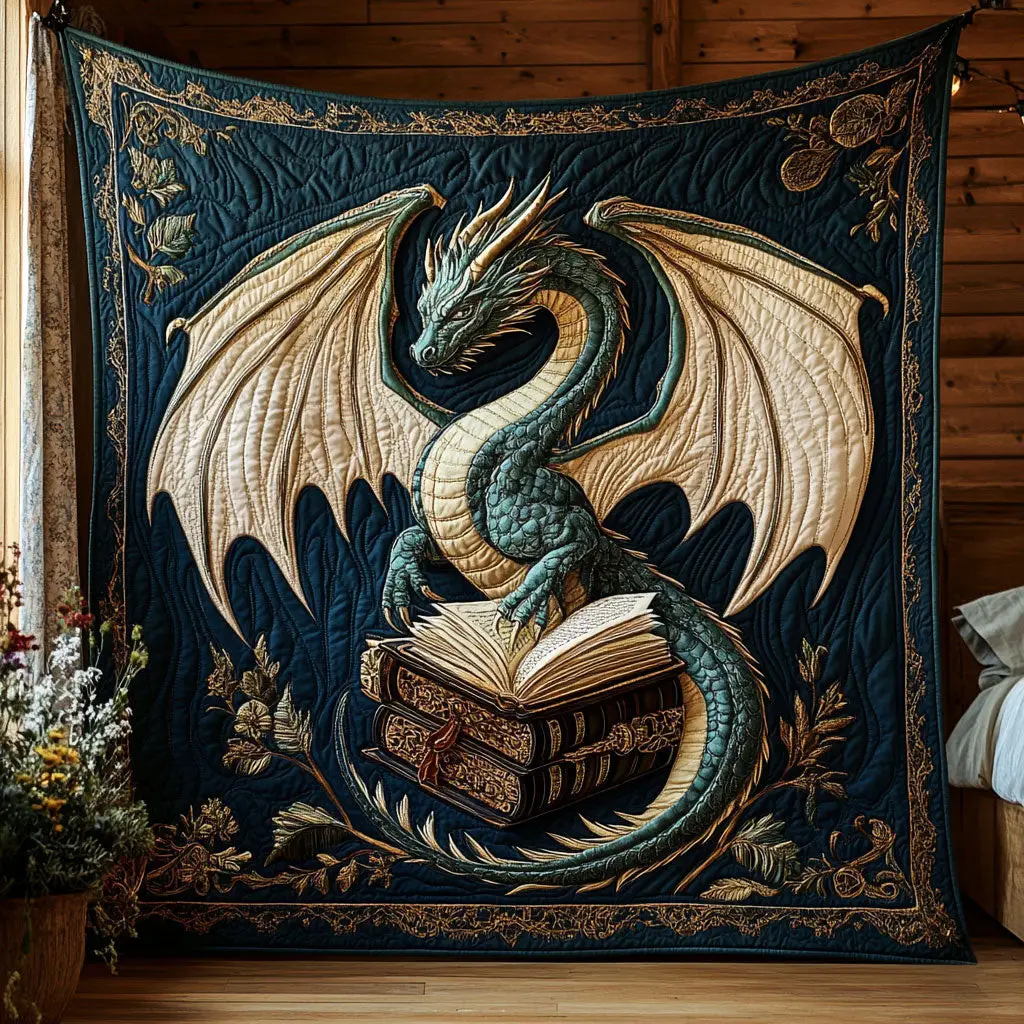 Dragon And Tome Quilt Charming Quilt Blanket Gift for Festive Spirit