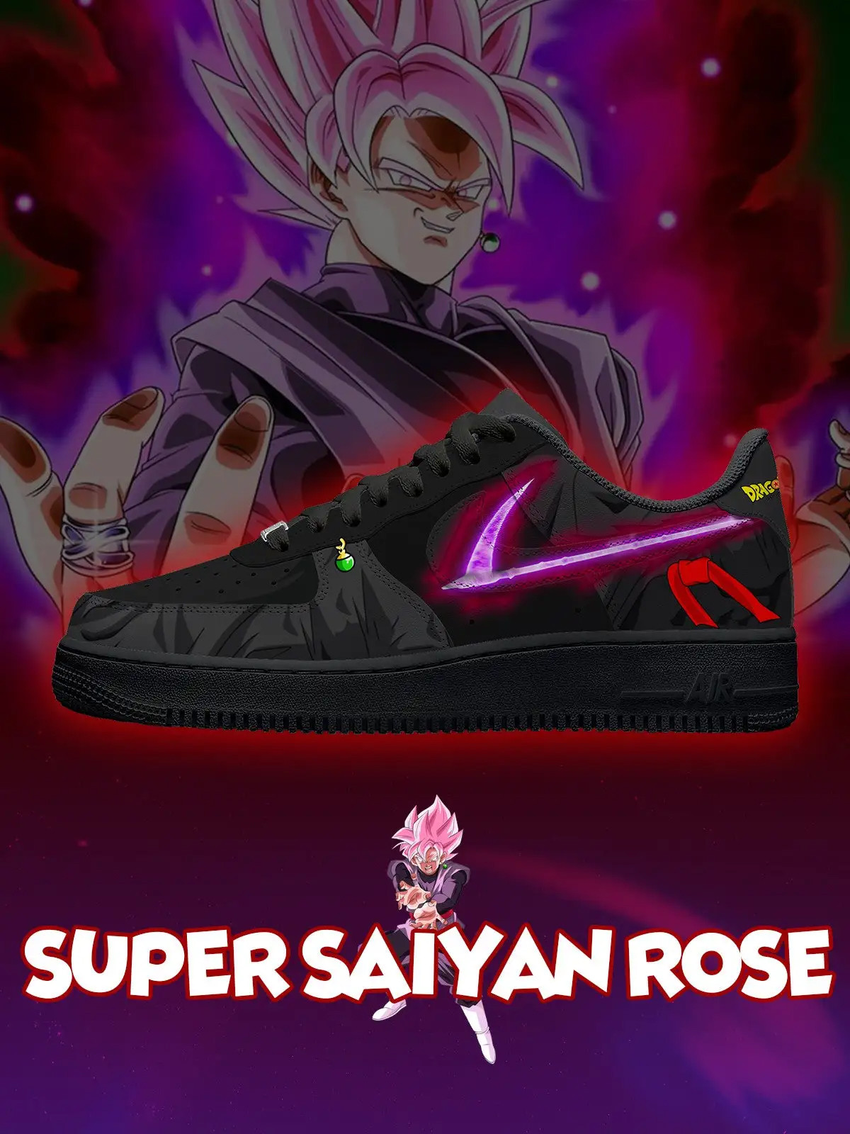 Dragon Ball Super Saiyan Rose Air Force 1 Shoes Sneakers Dragon Ball Super Saiyan Rose Air Force 1 Shoes Sneakers - Image 1