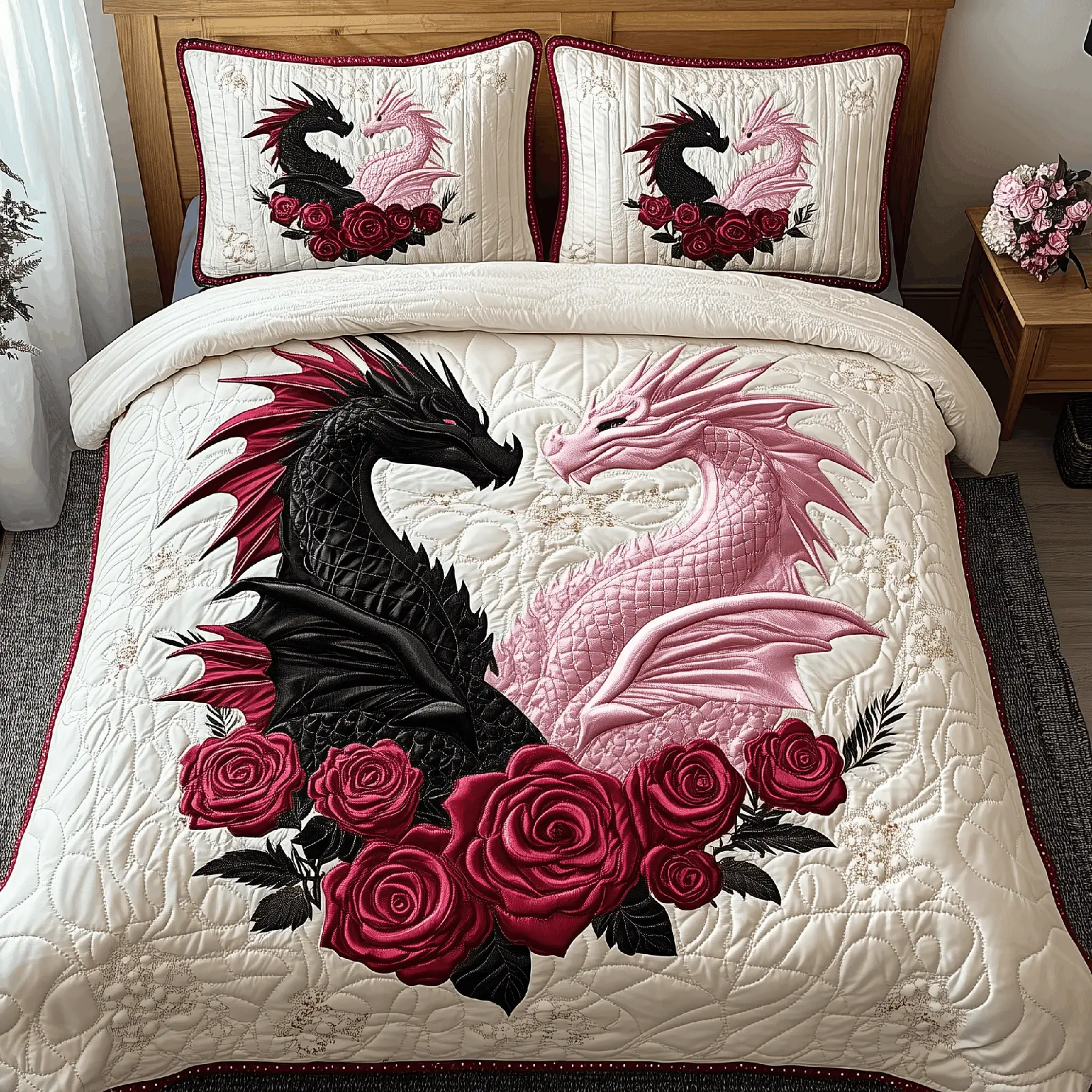 Dragon Love Affair Quilted Bedding Set Bedding Ideas Best Valentines Gifts For Dragon Lovers