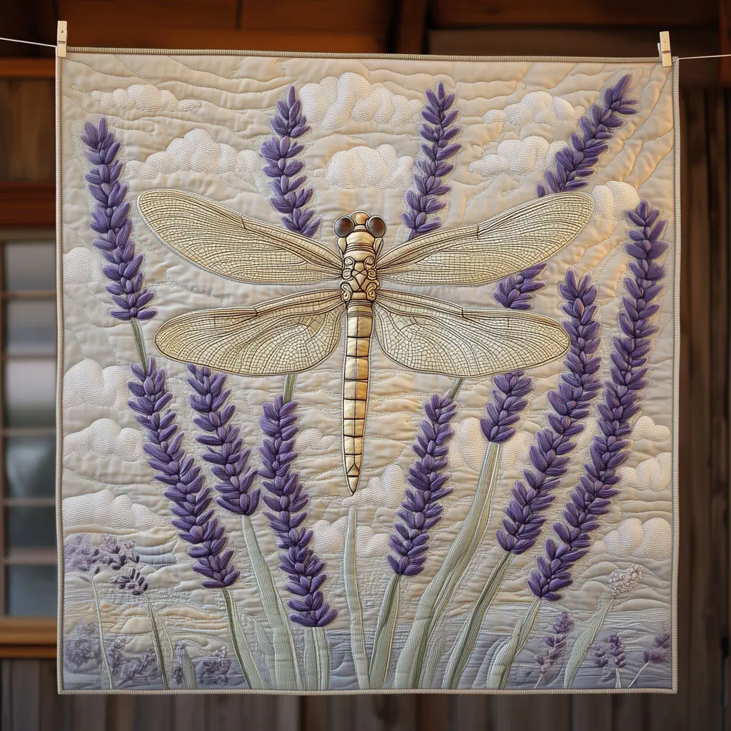Dragonfly And Lavender Quilt Trendy Quilt Blanket for Modern Home Interiors