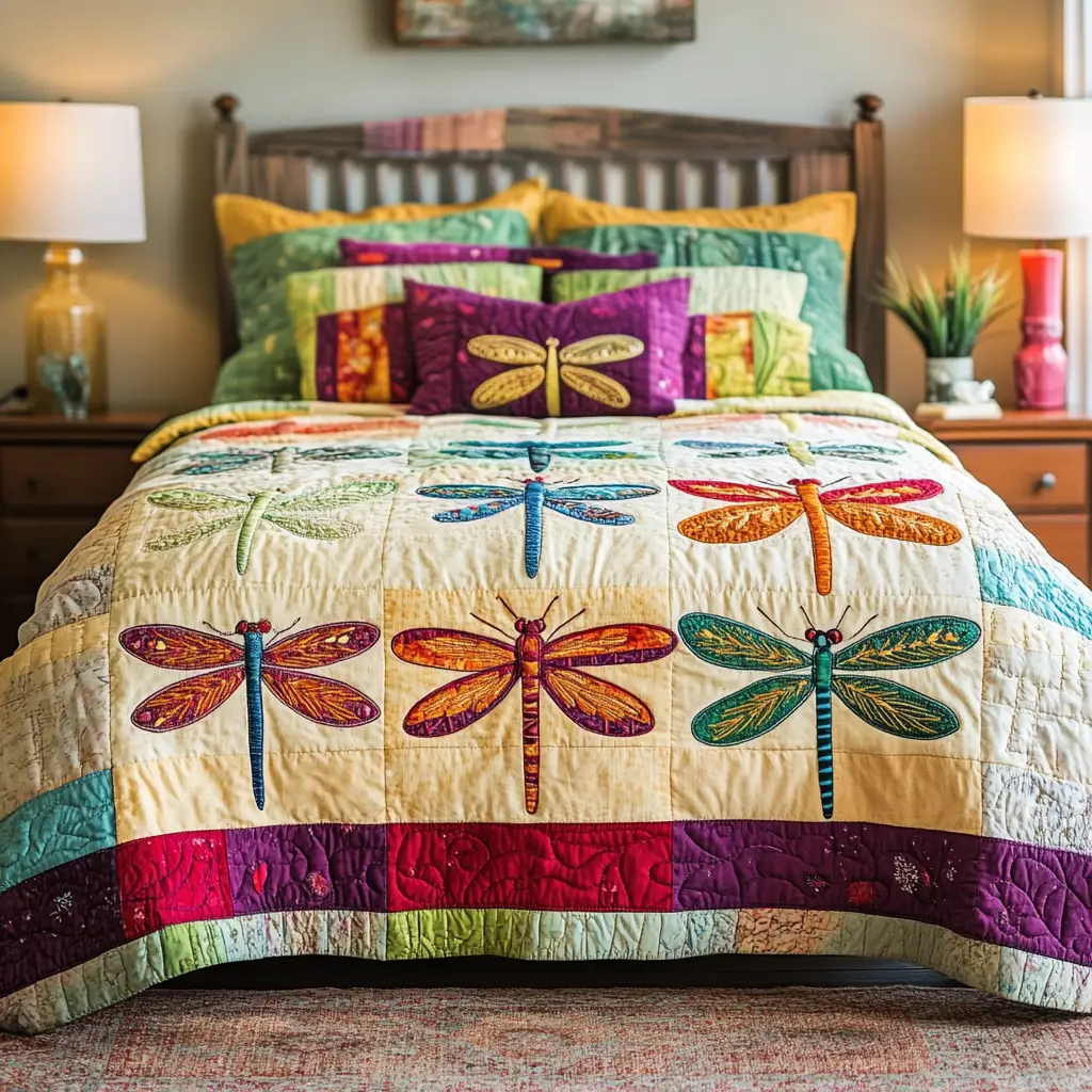 Dragonfly Dreams Quilted Bedding Set Thoughtful Bedding Gift for Cozy Winter Nights Dragonfly Dreams Quilted Bedding Set Thoughtful Bedding Gift for Cozy Winter Nights - Image 1
