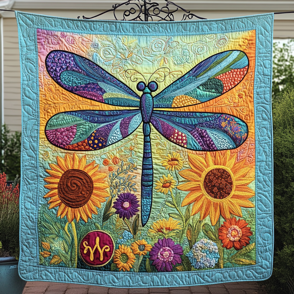 Dragonfly Flight Quilted Blanket Best Couch Throw Blanket Unique Octopus Gifts