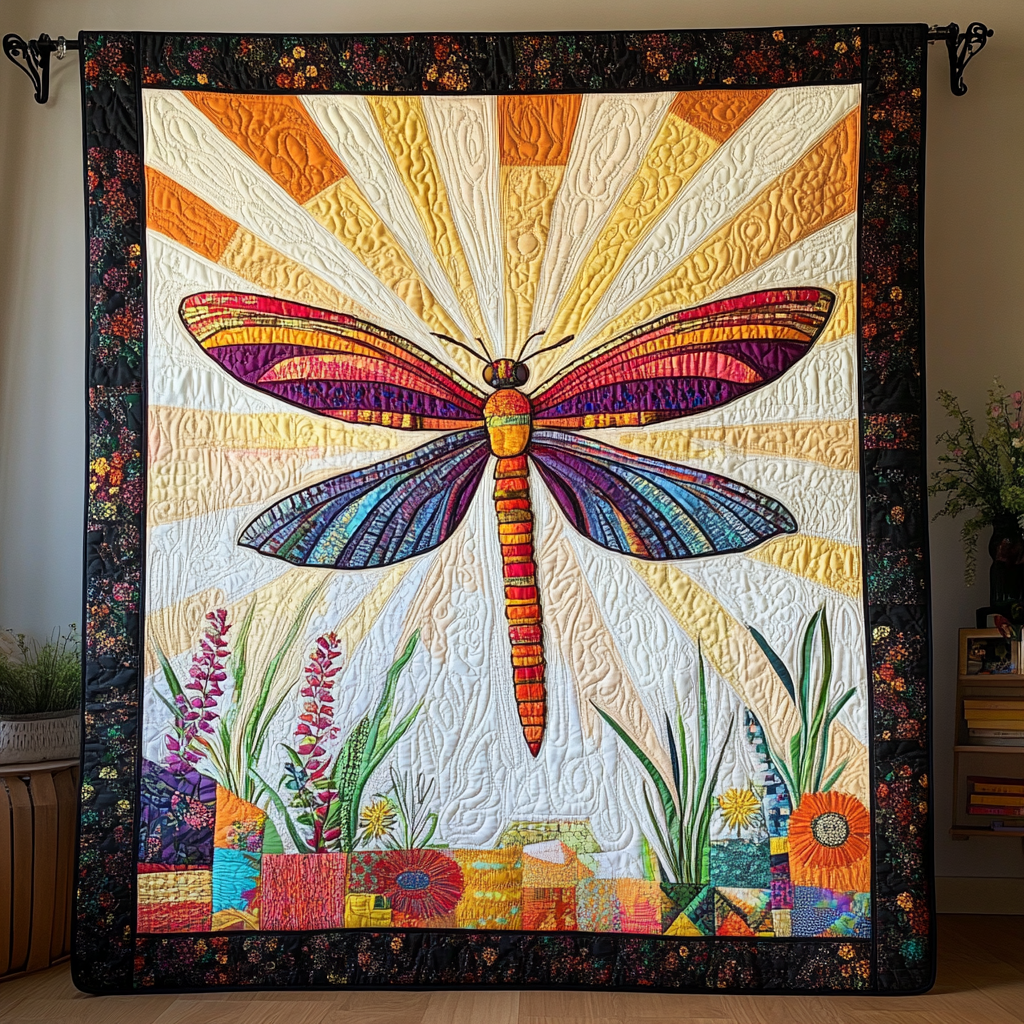 Dragonfly Grace Quilted Blanket Christmas Bedroom Decor Xmas Gifts For Family Dragonfly Grace Quilted Blanket Christmas Bedroom Decor Xmas Gifts For Family - Image 1