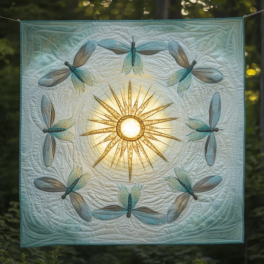Dragonfly Halo Of Lights Quilt Comfortable Microfiber Quilt Blanket for Everyday Use