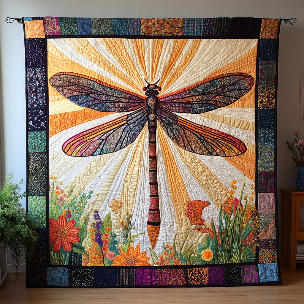 Dragonfly Spark Quilted Blanket Best Throw Blanket Family Christmas Presents Dragonfly Spark Quilted Blanket Best Throw Blanket Family Christmas Presents - Image 1