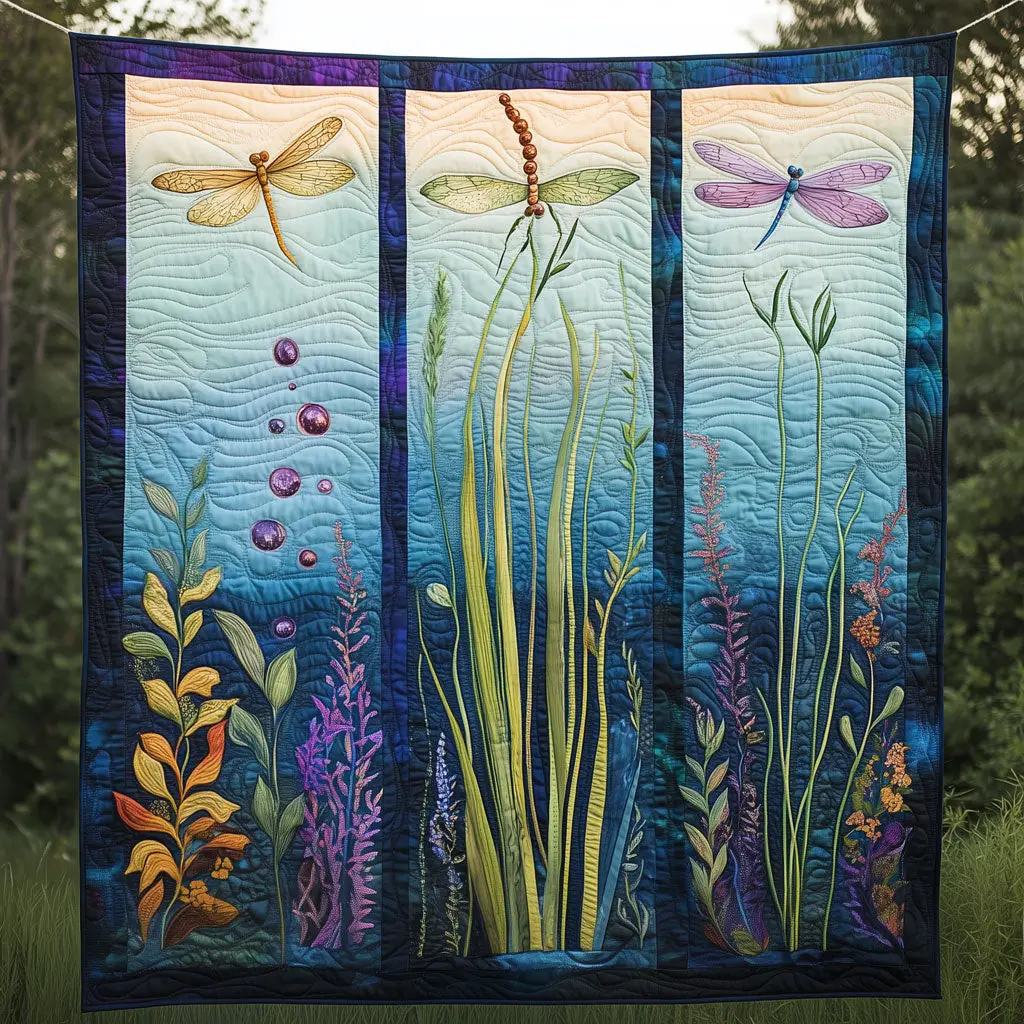 Dragonfly Underwater Larval Stage Quilt Elegant Quilt Blanket Gift for Housewarming