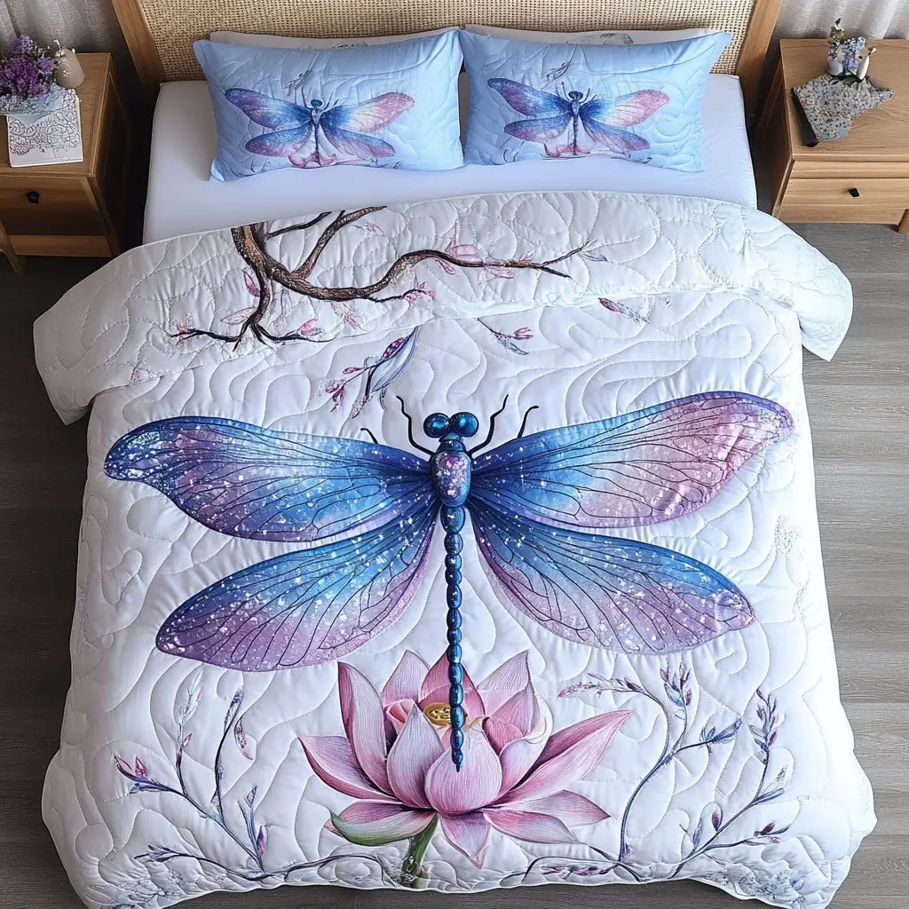 Dragoy And Lotus Quilted Bedding Set Duvet Cover Bedspread Gifts For Sister