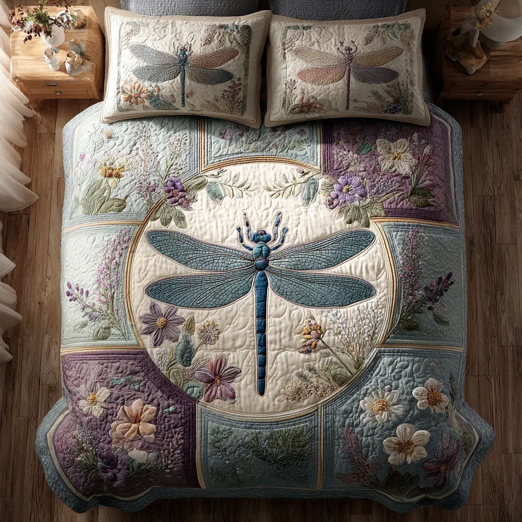 Dragoy Grace Quilted Bedding Set Duvet Cover Bedspread Xmas Gifts For Couples Dragoy Grace Quilted Bedding Set Duvet Cover Bedspread Xmas Gifts For Couples - Image 1