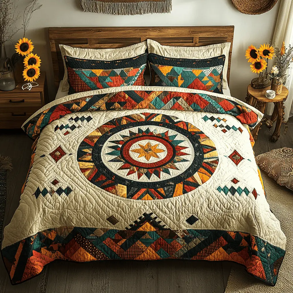 Dream Stars Quilted Bedding Set Best Bed Sheet Set Cool Native American Presents