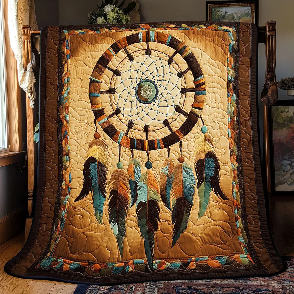 Dreamcatcher Native American Quilt Blanket For Couch Mother's Day Presents For Grandma