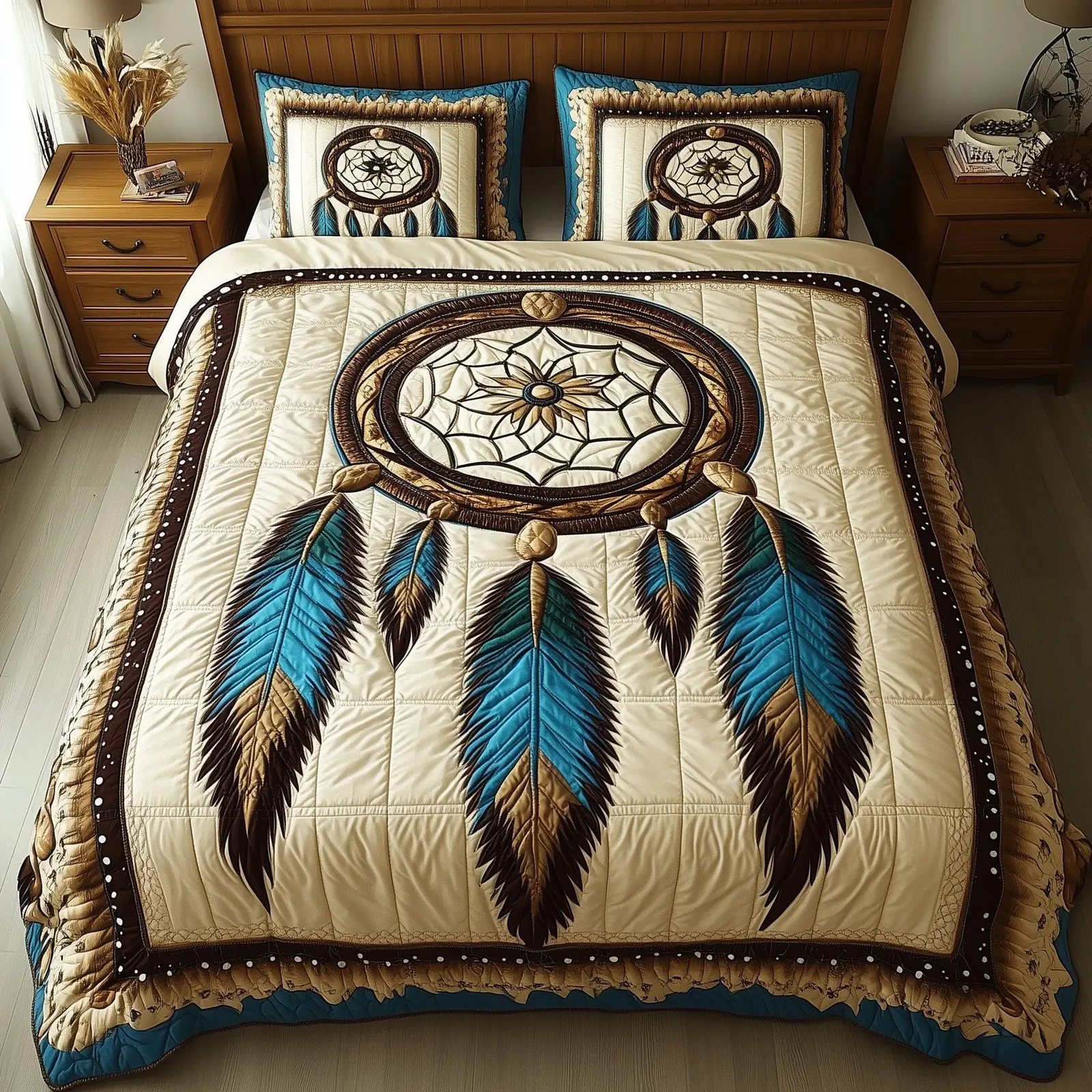 Dreamcatcher Quilted Bedding Set Duvet Cover Bedspread Dreamcatcher Theme Present For Lovers