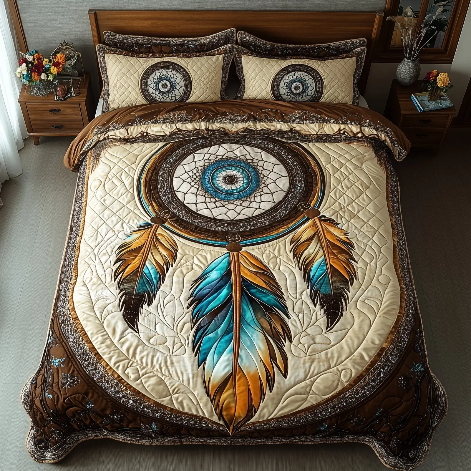 Dreamcatcher Quilted Bedding Set Duvet Cover Bedspread Native American Present Ideas