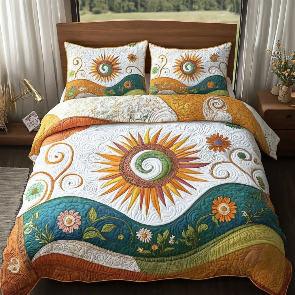 Dreamfield Glow Quilted Bedding Set Cute Bedroom Decor Birthday Gift For Hippie Friend Dreamfield Glow Quilted Bedding Set Cute Bedroom Decor Birthday Gift For Hippie Friend - Image 1