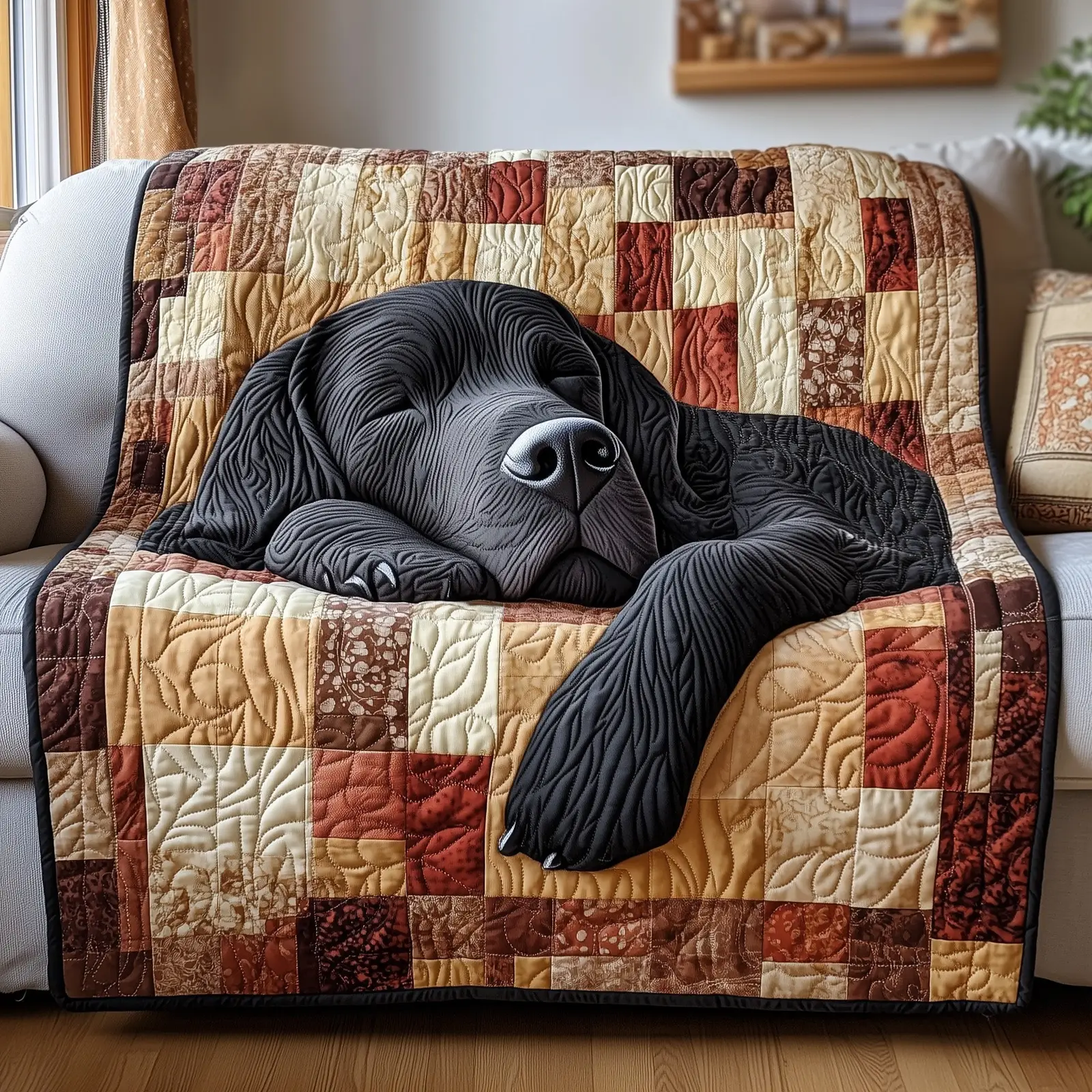 Dreaming Lab Snuggle Quilted Blanket Canine Best Gifts For Black Labrador Retriever