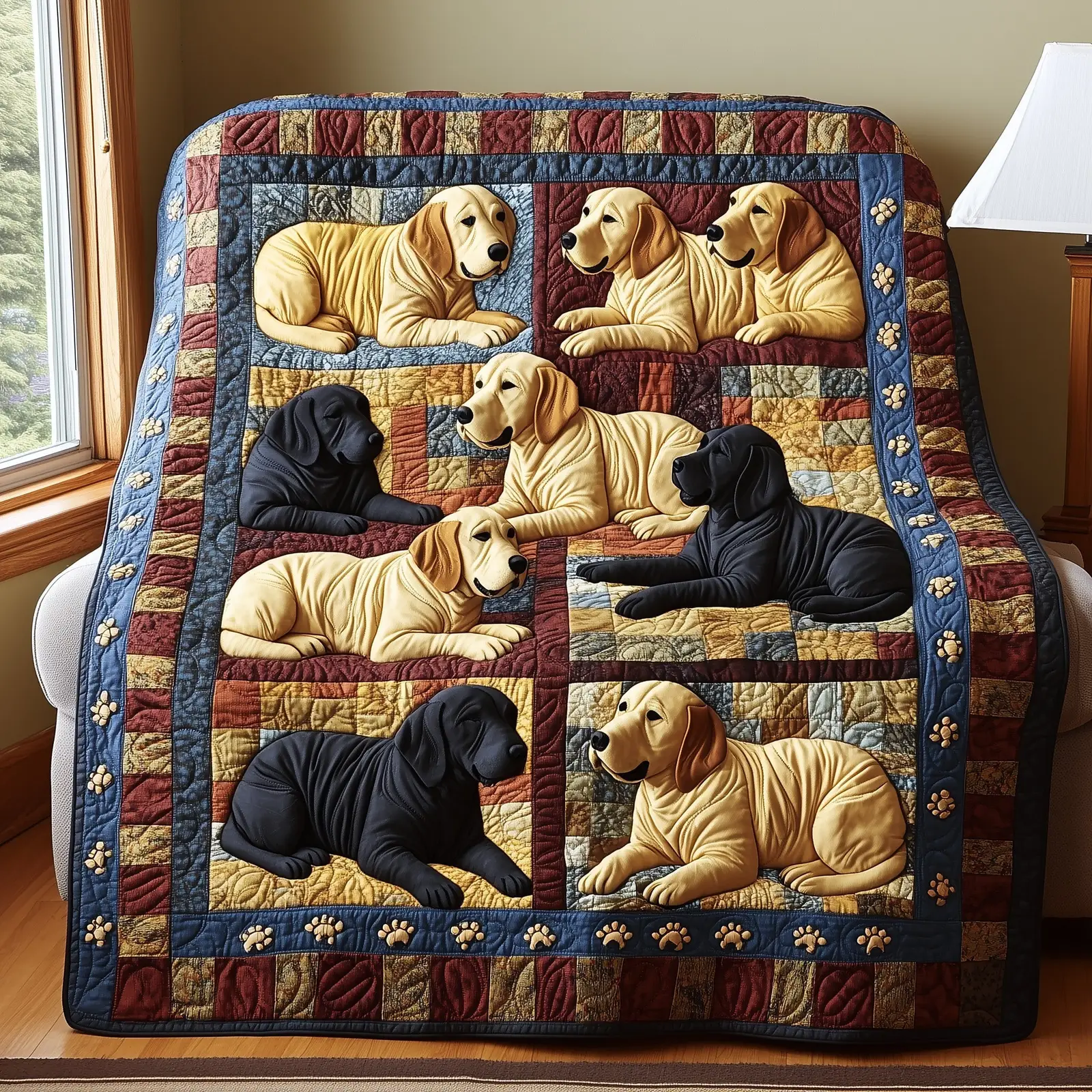 Dreaming Lab Snuggle Quilted Blanket Decorative Dog Blanket Gifts For Labrador Retriever Lovers