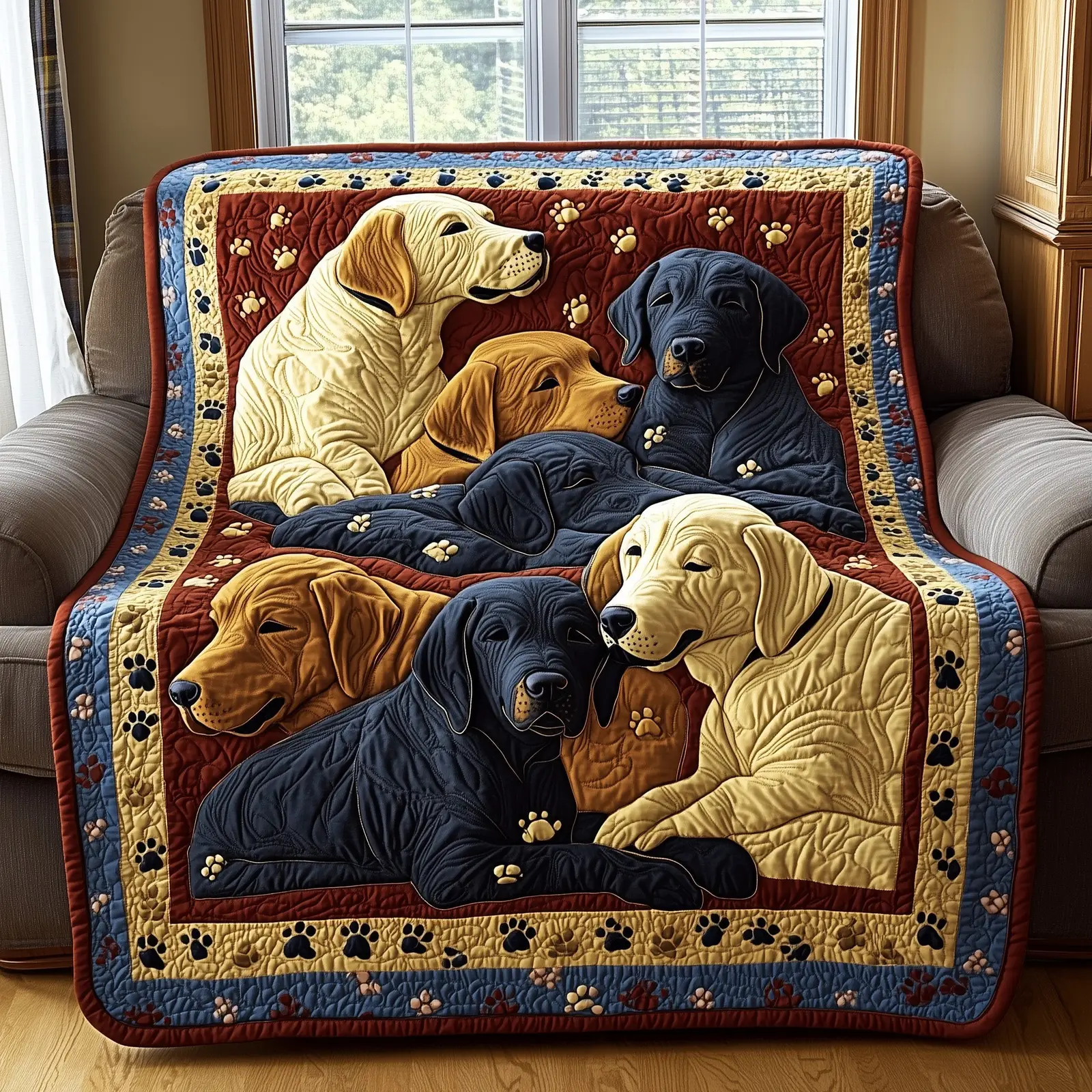 Dreaming Lab Snuggle Quilted Blanket Dog Owner Blanket Gifts For Labrador Retriever Lovers
