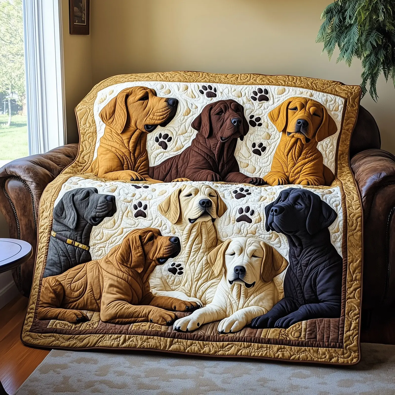 Dreaming Lab Snuggle Quilted Blanket Home Textile For Lab Fans Gifts For Labrador Retriever Lovers