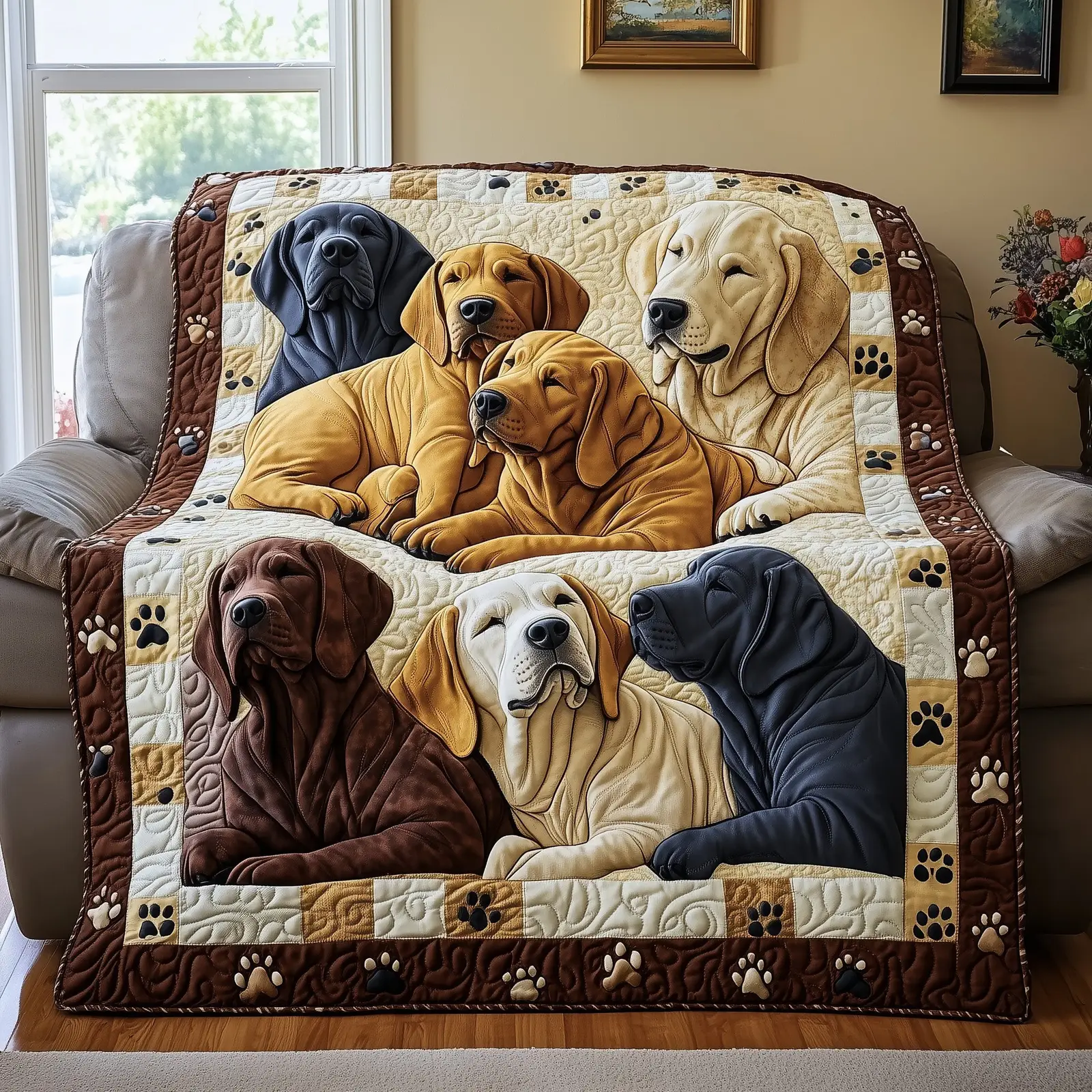 Dreaming Lab Snuggle Quilted Blanket Lightweight Comfort Cover Gifts For Labrador Retriever Lovers