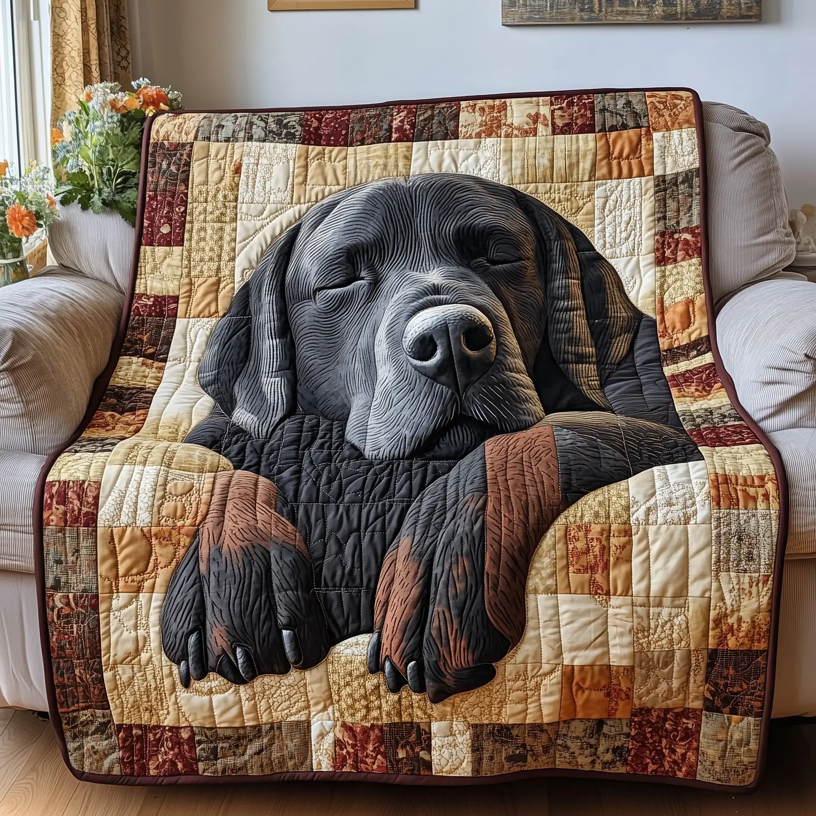 Dreaming Lab Snuggle Quilted Blanket Premium Cover Best Gifts For Black Labrador Retriever Dreaming Lab Snuggle Quilted Blanket Premium Cover Best Gifts For Black Labrador Retriever - Image 1