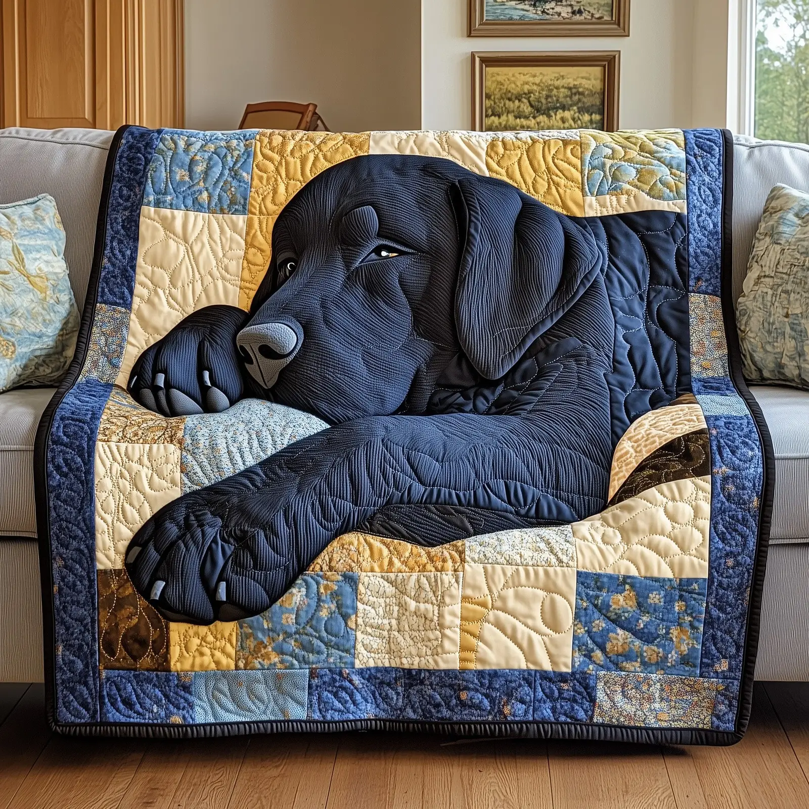 Dreaming Lab Snuggle Quilted Blanket Snuggle Up Lab Throw Best Gifts For Black Labrador Retriever