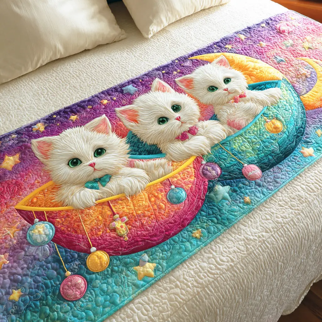 Dreamy Cat Corner Quilted Bed Runner Dreamy Cat Corner Cozy Home Gift