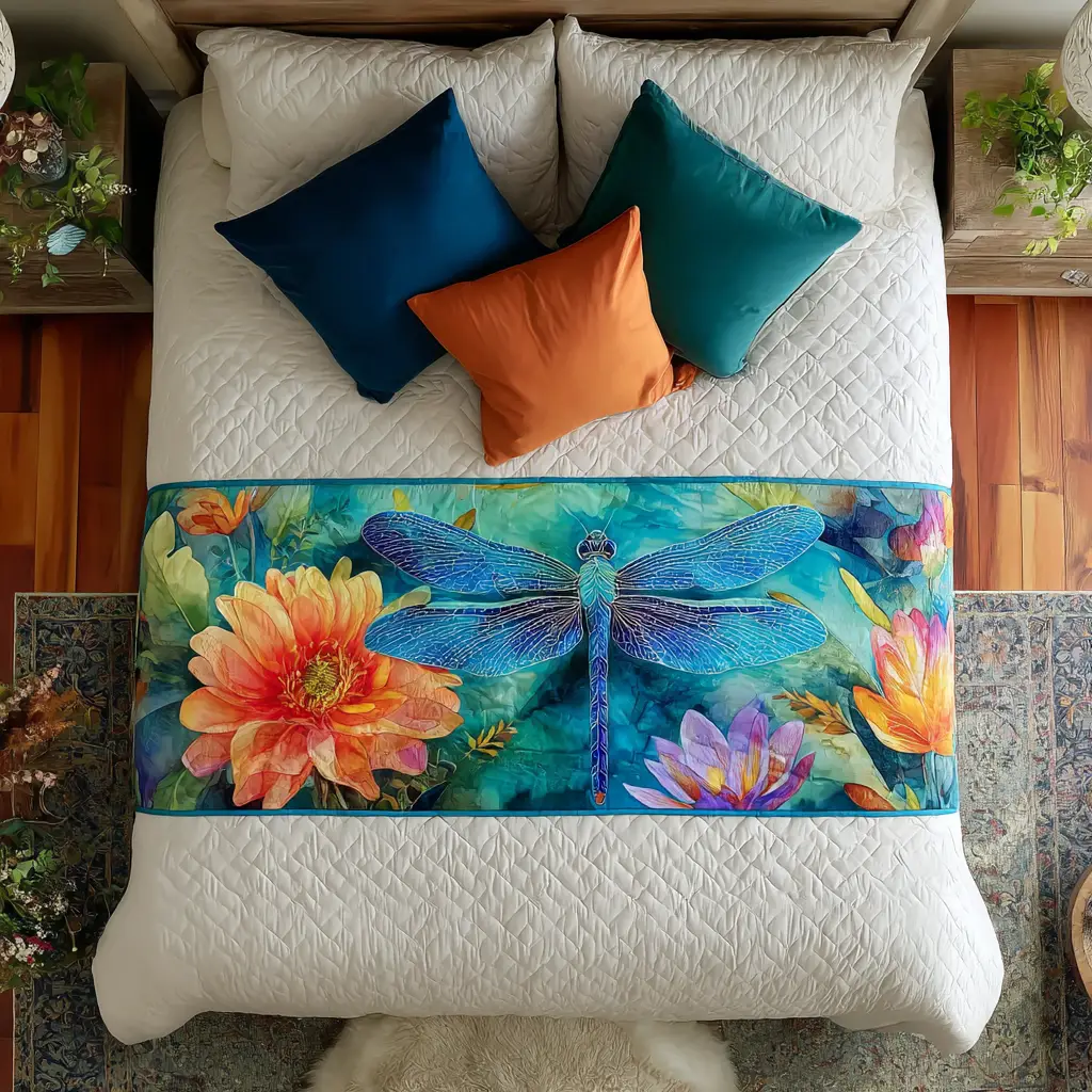 Dreamy Dragoy Quilted Bed Runner Dreamy Dragoy Nature Lover Gift