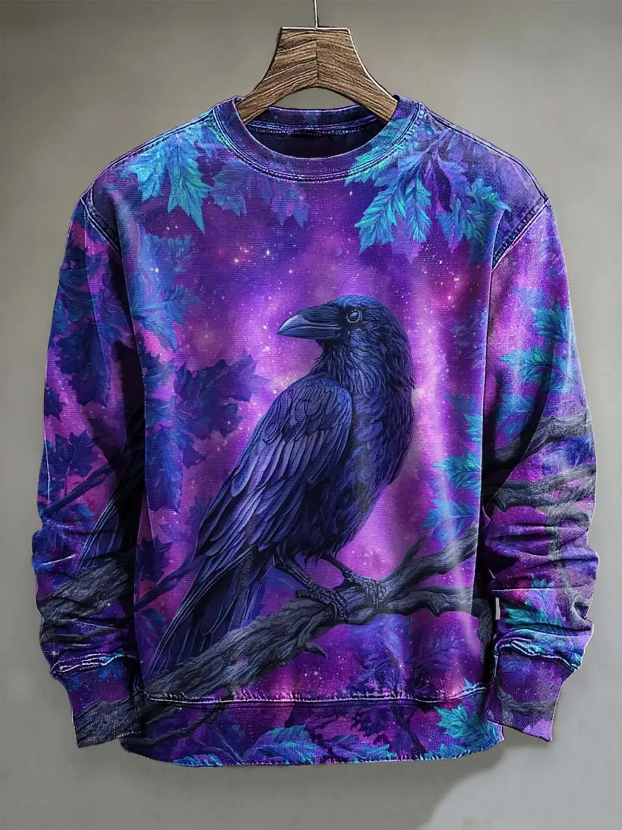 Dreamy Raven Print Halloween Sweatshirt Gothic Apparel Holiday Presents For Raven Lovers