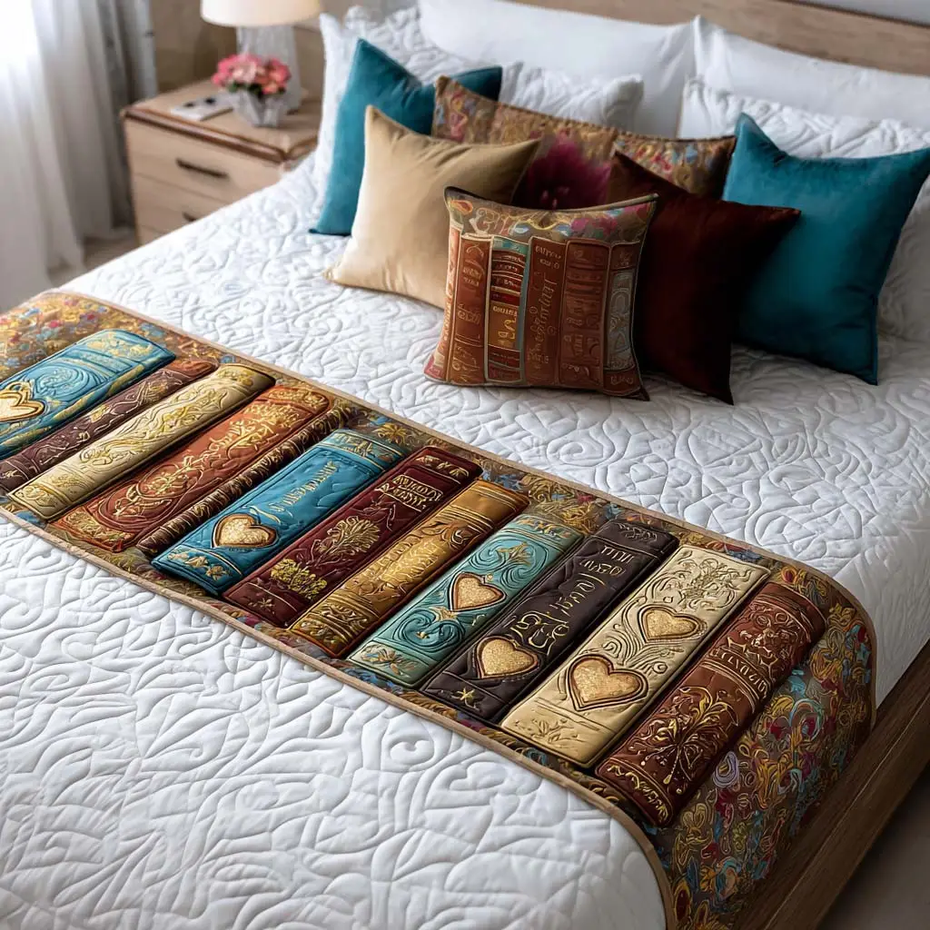 Dreamy Reads Quilted Bed Runner Dreamy Reads Pattern Gift for Book Lovers