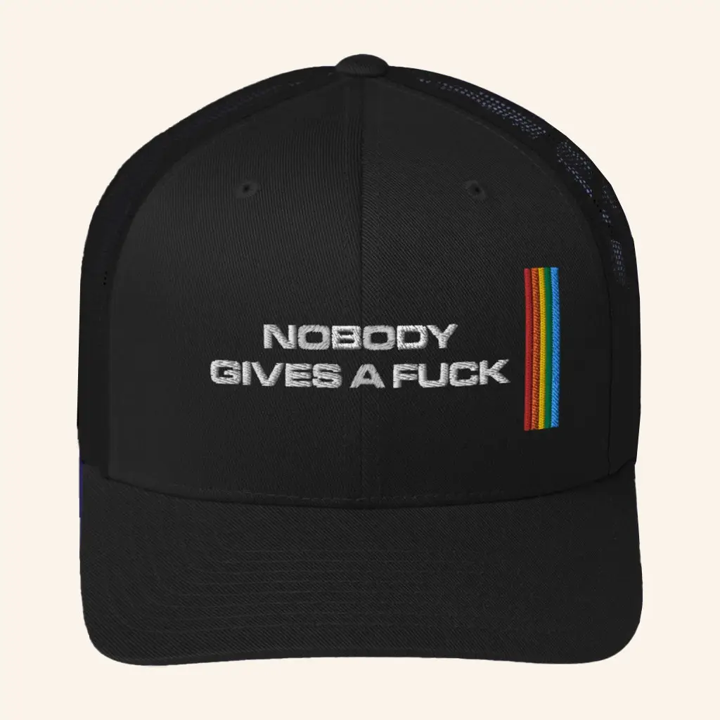 Drop It Like The Nasdaq Merch Nobody Gives A Fuck Embroidered Trucker Hat Him Gifts -WearandDecor