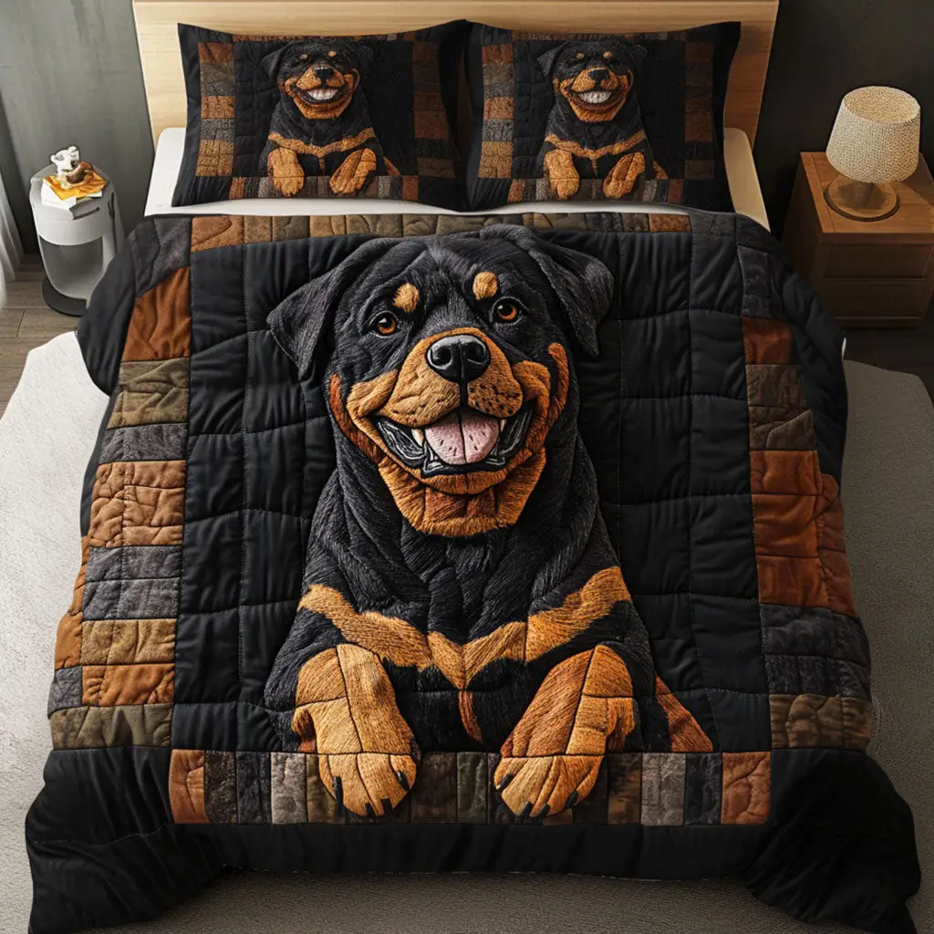 Drowsy Dog Delight Quilted Bedding Set Perfect Housewarming Gift for a Cozy Bedroom