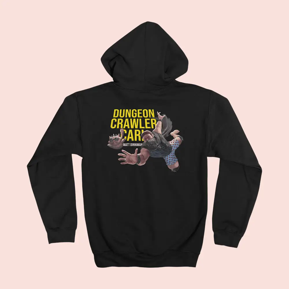 Dungeon Crawler Carl Merch Carl And Donut Falling Hoodie DCC Book Lovers Clothing Gifts