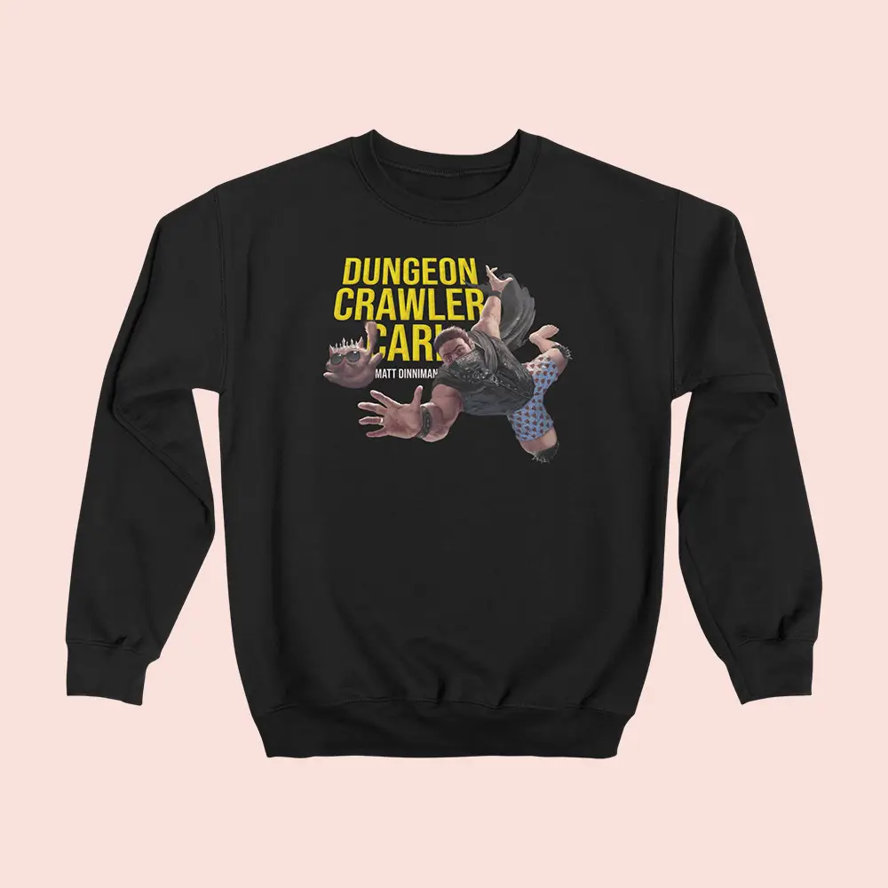 Dungeon Crawler Carl Merch Carl And Donut Falling Sweatshirt Best Gifts For Fantasy Lovers