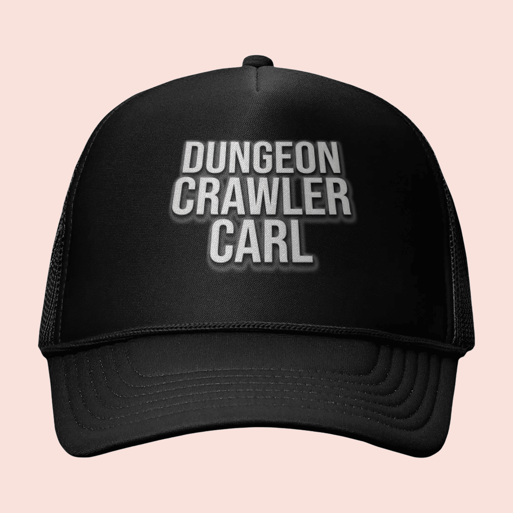 Dungeon Crawler Carl Merch Dungeon Crawler Carl White Logo Trucker Hat Gifts For Fantasy Lovers