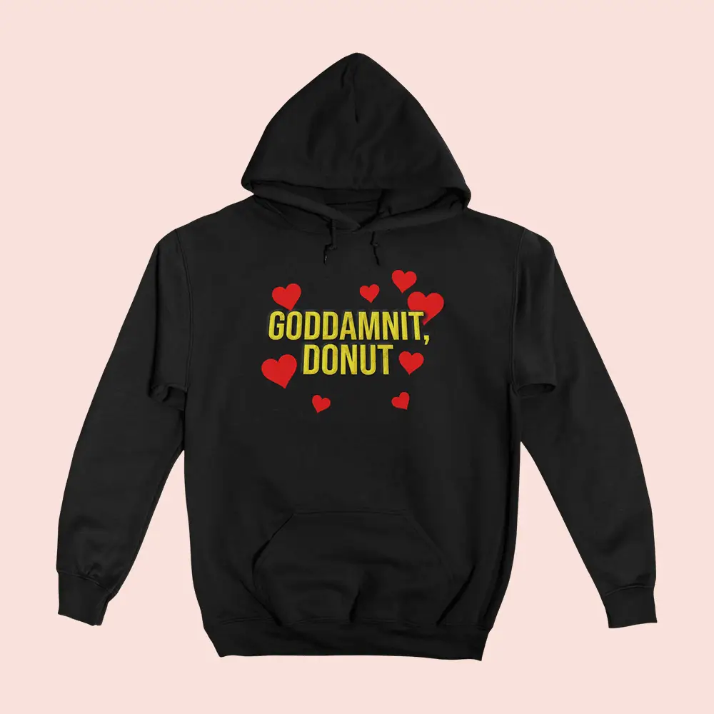 Dungeon Crawler Carl Merch Goddamnit Donut Hoodie Red Hearts Hoodie Gifts For Fantasy Lovers Dungeon Crawler Carl Merch Goddamnit Donut Hoodie Red Hearts Hoodie Gifts For Fantasy Lovers - Image 1