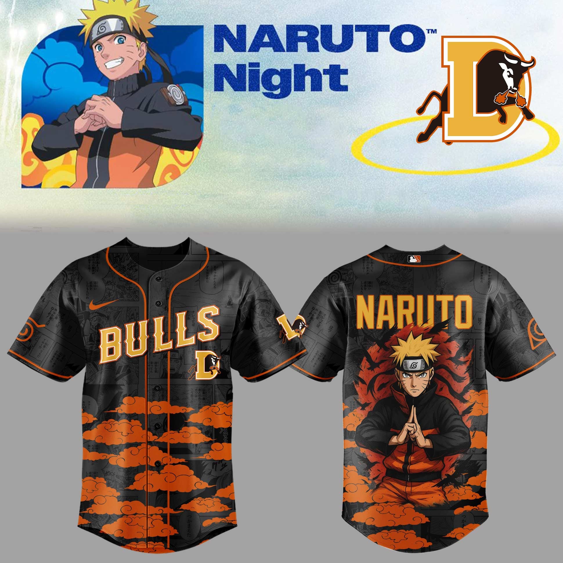 Durham Bulls X Naruto Shippuden Anime Night 2026 Baseball Jersey Bulls Mech Anime Fan Gifts