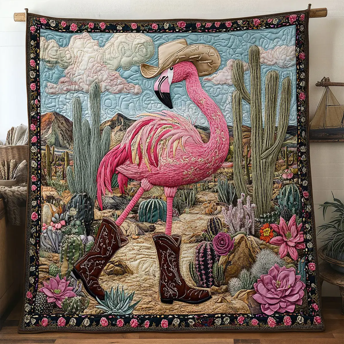 Dusty Boots Flamingo Quilt Soft Quilt Blanket Gift to Warm Hearts