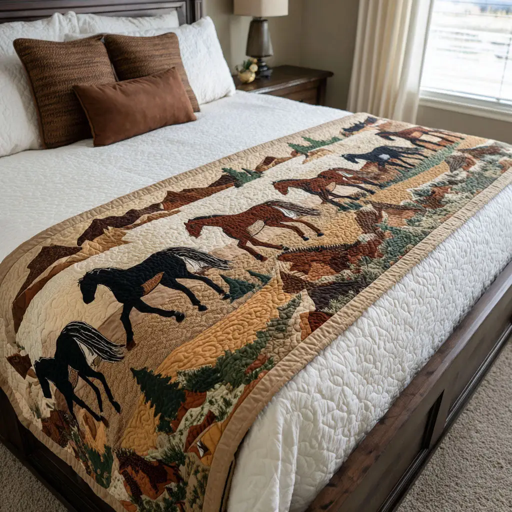 Dusty Spur Quilted Bed Runner Cowboy Spur Style Gift for Dad