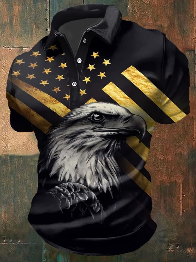 Eagle 250 Years of America Polo Shirt Men's 4th Of July Clothing Patriotic Gifts For Him