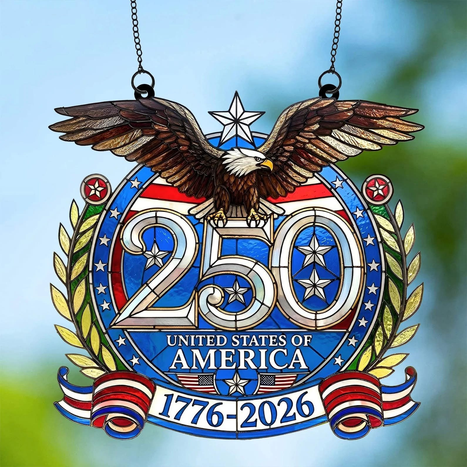 Eagle 250 Years of America Suncatcher 250th Anniversary 2026 Ornament 4th of July Gift
